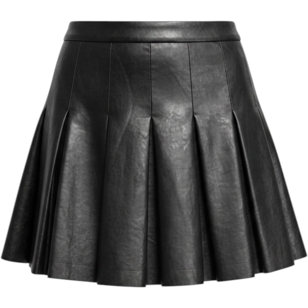 Zara Black Faux Leather Pleated Mini Skirt High Waisted Size S Biker Baddie Glam